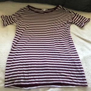 Maroon stripped short sleeve dress
